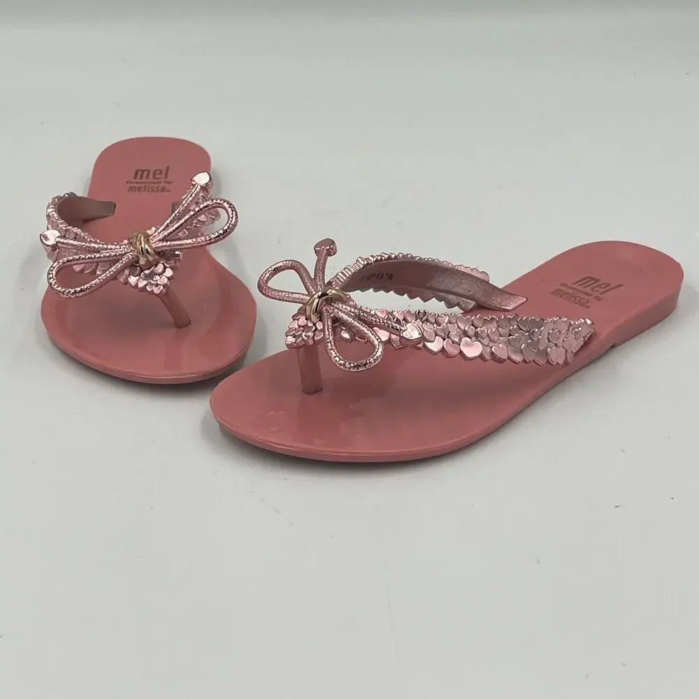 Mini Melissa Mel Harmonic Chrome III Rose Gold Sandals Little Girl sz 13